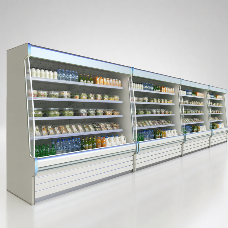 Product image #4 for Howard-McCray 35E Series 51-Inch Multi-Purpose Open Merchandiser with Self-Contained Refrigeration, 4 Rows of Lit Shelves