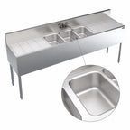 Thumbnail image #4 for Krowne Royal Series KR19-73C 84-Inch x 19-Inch Three-Compartment Stainless Steel Underbar Sink with Dual Drainboards and Faucet