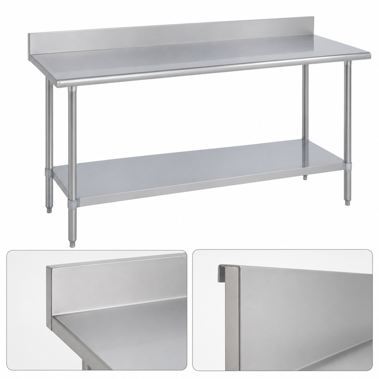 Product image #4 for Duke Stainless Steel Work Table with 5-Inch Riser and Galvanized Undershelf, 144 x 30 Inches