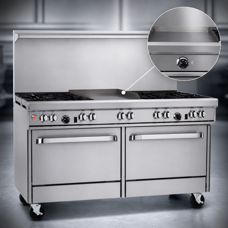Product image #4 for Southbend Ultimate 60-Inch Gas Restaurant Range with 6 Star/Sauté Burners, 24-Inch Griddle, and 2 Convection Ovens