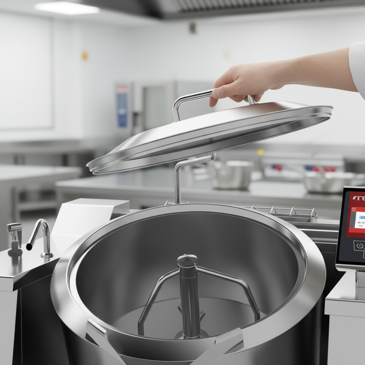 Product image #3 for Cucimix UCBTE034CV1 34 Gallon Electric Tilting Skillet Braising Pan with Automatic Mixer