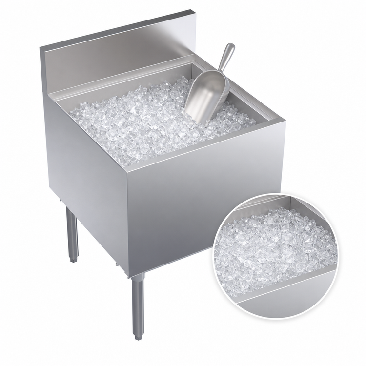 Product image #4 for Krowne Royal Series Stainless Steel Underbar Ice Bin/Cocktail Unit with Built-In 10-Circuit Cold Plate, 24 x 24 Inch, 92 lb Capacity
