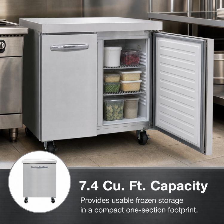 Product image #4 for Continental Refrigerator 27-Inch One-Section Work Top Freezer, 7.4 Cu. Ft., Stainless Steel Flat Top