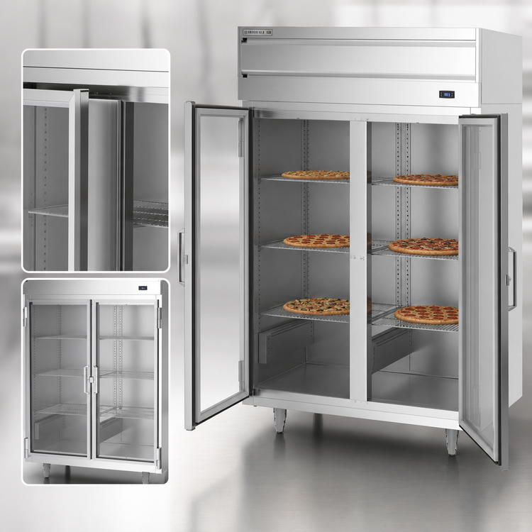 Product image #4 for Beverage-Air P Series Two-Section Hinged Glass Door Pizza Holding Cabinet, 46.5 Cu. Ft.