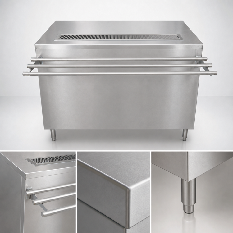 Product image #4 for BK Resources 60 Inch Stainless Steel Self-Serve Counter with Hinged Doors and Tray-Side Urn Trough