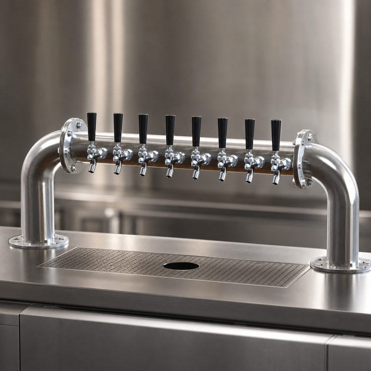 Product image #4 for Perlick Pass-Thru Brew Pipe Countertop Glycol-Cooled 8-Faucet Draft Beer Tower, Right Beer Leads