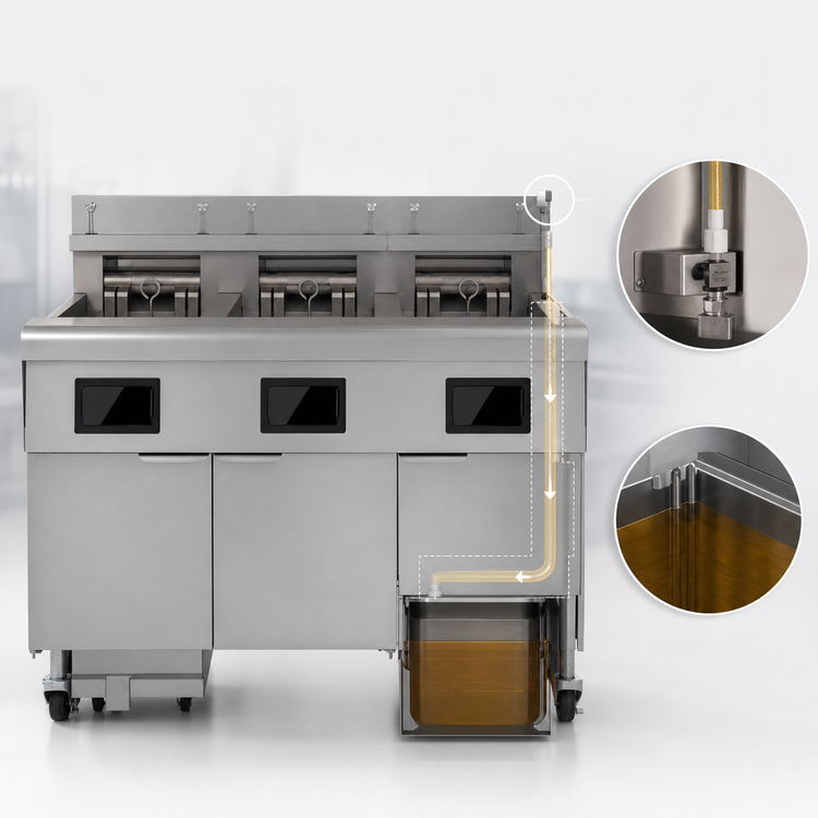 Product image #4 for Frymaster FilterQuick Oil-Conserving 3-Vat Electric Fryer Battery, 30 lb. Per Vat, Automatic Filtration