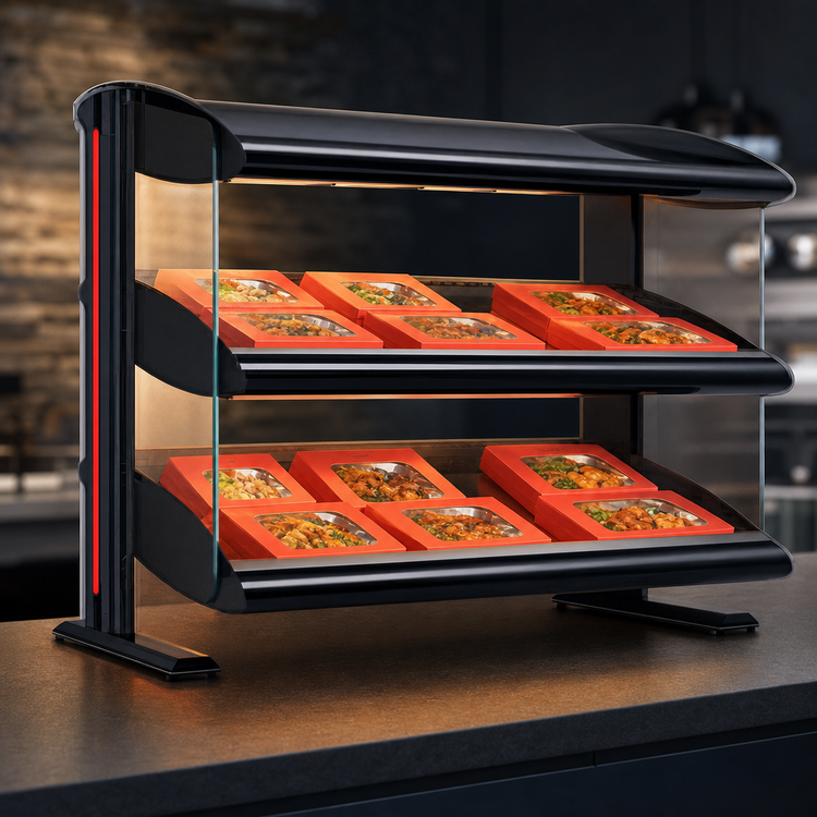 Product image #4 for Hatco Spot On Slant Dual-Shelf Heated Zone Merchandiser Warmer, 60-Inch Countertop Hot Food Display