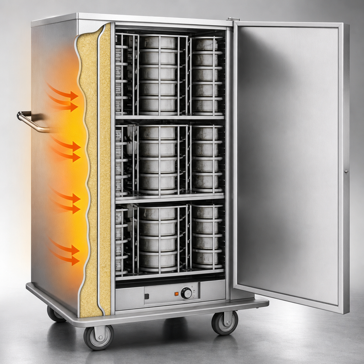 Product image #4 for Classic Carter Mobile Insulated Banquet Holding Cabinet for Pre-Plated Food, 90 Covered Plates, Single Door, Stainless Steel