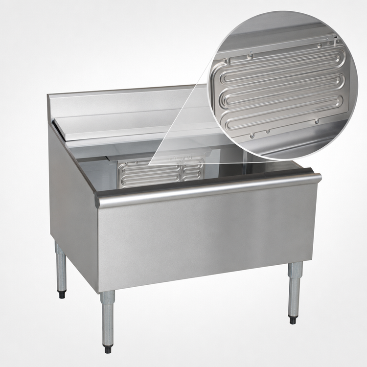 Product image #4 for Eagle Group 1800 Series 30-Inch Underbar Ice Chest with 12-Inch Deep Bin and Sealed-In 7-Circuit Cold Plate