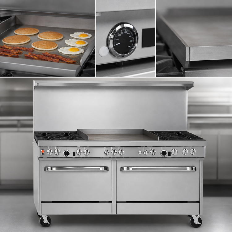 Product image #4 for Southbend Ultimate 60-Inch Gas Restaurant Range with 6 Open Burners, 24-Inch Griddle, Convection Oven, and Cabinet Base