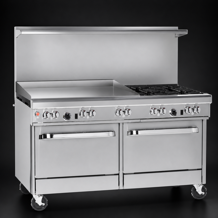 Product image #4 for Southbend Ultimate 60-Inch Gas Restaurant Range with 4 Open Burners, 36-Inch Thermostatic Griddle, Standard Oven, and Convection Oven