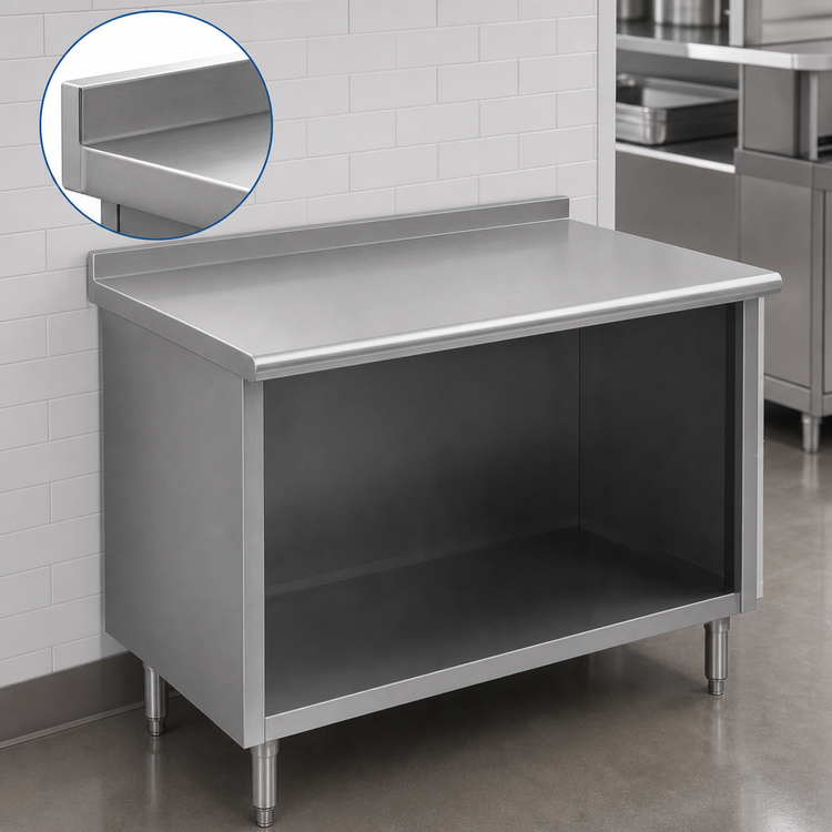 Product image #4 for Spec-Master Open Front Cabinet Base Work Table, 84 x 30 Inches, 14-Gauge 304 Stainless Steel Top