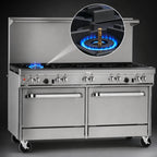 Thumbnail image #4 for Southbend (Middleby) Ultimate 4604CC-6L 60-Inch Commercial Gas Restaurant Range with 9 Open Burners, 2 Cabinets, and Hi-Shelf Backriser