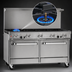 Thumbnail image #4 for Ultimate 60-Inch Commercial Gas Restaurant Range with 9 Open Burners, 2 Cabinets, and Hi-Shelf Backriser