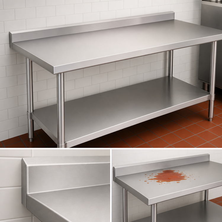Product image #4 for John Boos Stallion Economy Work Table with 18/430 Stainless Steel Top and 5-Inch Backsplash, 84 x 24 Inches