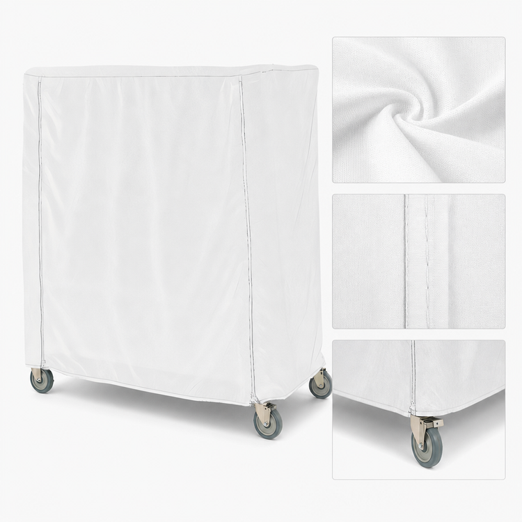 Product image #4 for Metro Queen Mary and Banquet Cart Cover, 48 x 18 x 62 Inch, Uncoated Knitted Polyester, White, Velcro Fastener