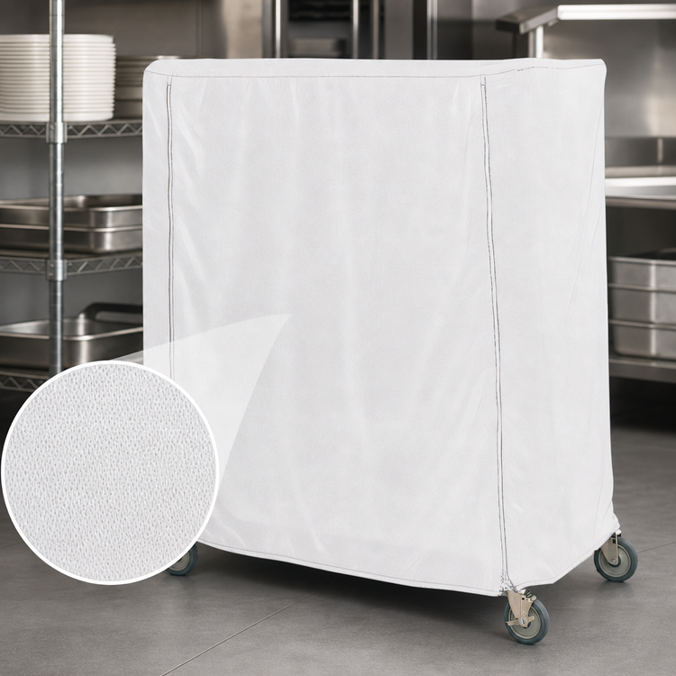 Product image #4 for Metro White Uncoated Knitted Polyester Cart Cover with Velcro Fastener, 36 x 24 x 62 Inches
