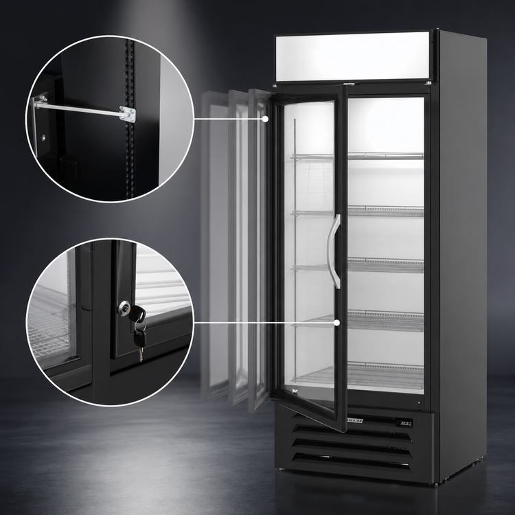 Product image #4 for Beverage-Air MarketMax MMR27HC-1-B-WINE 1-Section Reach-In Commercial Wine Merchandiser with Double-Pane Hinged Glass Door, Black Exterior, Bottom-Mount Refrigeration, 25.97 Cu. Ft.