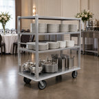 Thumbnail image #4 for Carter-Hoffmann T543 Queen Mary China & Silver Transporter, Aluminum, 3 Open Shelves, 8-Inch Casters