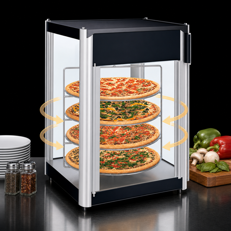 Product image #4 for Hatco Flav-R-Fresh Countertop Hot Food Holding and Display Cabinet with 4-Tier Rotating Rack, 1 Door, 120V