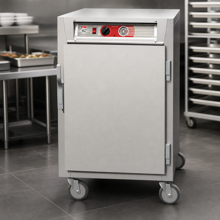 Product image #4 for Metro C5 6 Series Mobile Half-Height Pass-Thru Heated Holding Cabinet with Solid Doors, 17-Pan Capacity, 120V