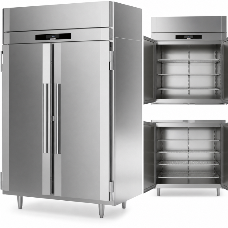 Product image #4 for Victory UltraSpec Pass-Thru Heated Holding Cabinet, 2-Section, 46.5 Cu. Ft., 4 Solid Hinged Doors