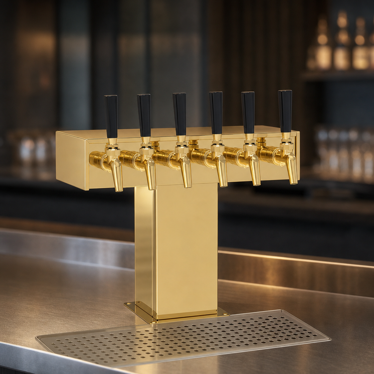 Product image #4 for Perlick 6-Faucet Tee Tower Style Beer Dispensing Kit, Tarnish-Free Brass