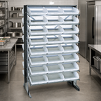 Thumbnail image #4 for Quantum QPRD-109CL Sloped Double-Sided Pick Rack, 16 Shelves, 48 Clear Bins, 800 lb. Capacity, 24 x 36 x 60 Inches