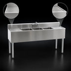 Thumbnail image #4 for Eagle Group 1800 Series B7C-18 3-Compartment Underbar Sink Unit with Dual Drainboards, Faucet, 84 x 20 x 33-1/2 in.