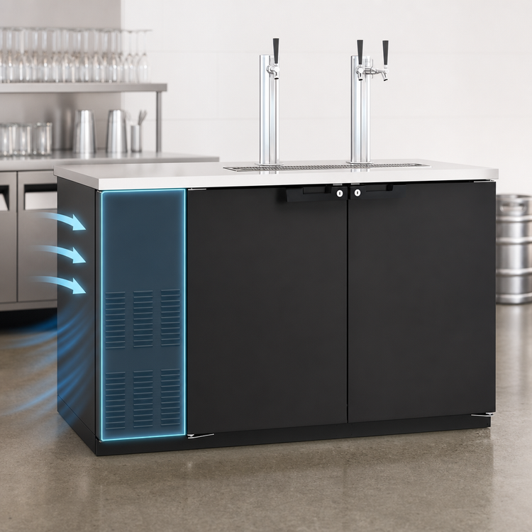 Product image #4 for Hoshizaki Two-Section Direct Draw Draft Beer Cooler with Side-Mount Self-Contained Refrigeration, 59-1/2 Inch, 2 Towers