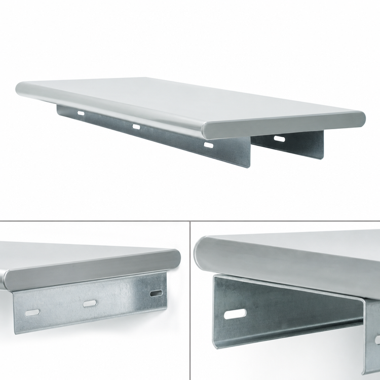 Product image #4 for Advance Tabco Single Wall-Mounted Pass-Thru Shelf, 120"W x 24"D, 18/430 Stainless Steel