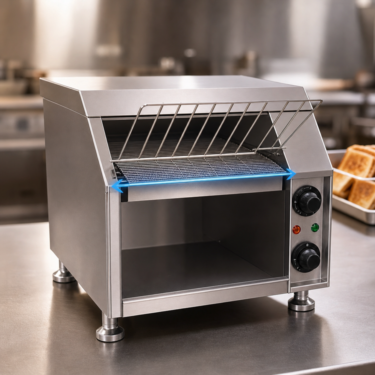 Product image #4 for Adcraft Countertop Electric Vertical Conveyor Toaster with 10-Inch Stainless Steel Belt, 120V