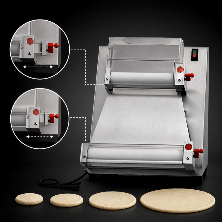 Product image #4 for Omcan Countertop Pizza Dough Moulder with 4 to 16 Inch Roller Width