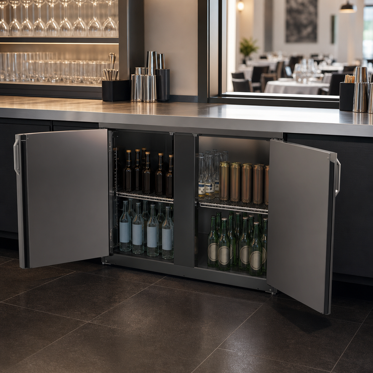 Product image #4 for Glastender One-Zone Pass-Thru Remote Refrigeration Back Bar Cooler, 40-Inch, Two-Section