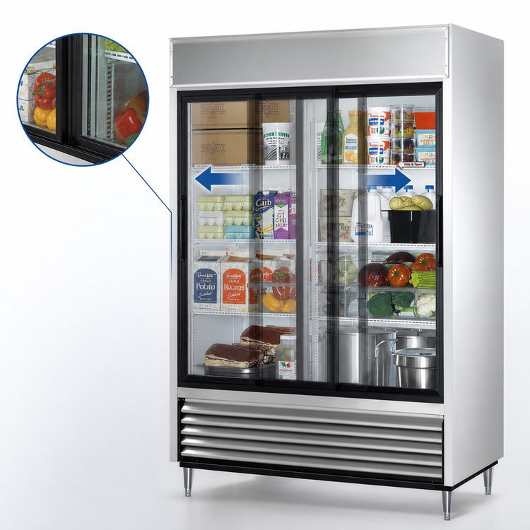 Product image #4 for True 2-Section Glass Sliding Door Reach-In Refrigerator