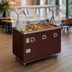Thumbnail image #4 for Vollrath 2-Series Affordable Portable 3-Well Mobile Hot Food Station with Buffet Breath Guard and Storage Doors, Cherry Woodgrain, 120V