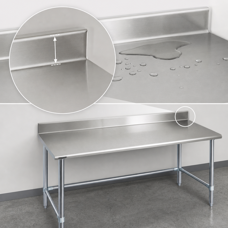 Product image #4 for Spec-Master 144" x 30" Stainless Steel Work Table with 4-1/2" Backsplash and Tubular Base