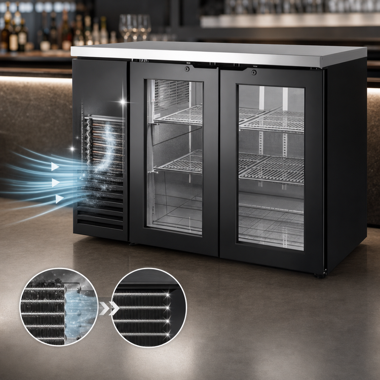 Product image #4 for True 48-Inch Two-Section Glass Swing Door Back Bar Cooler with Stainless Steel Top and Black Exterior