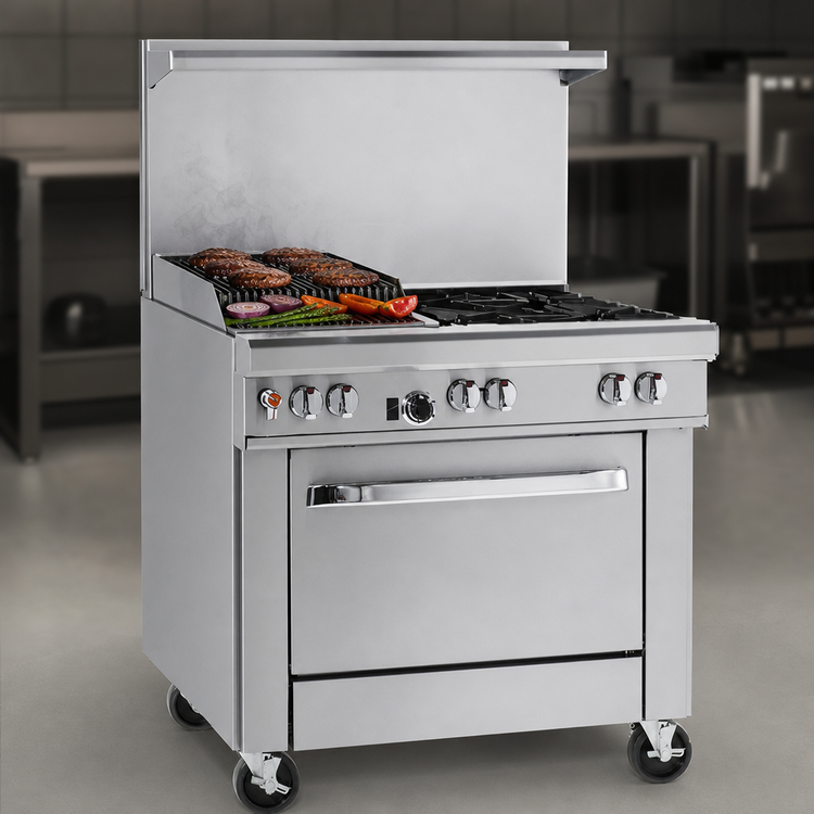 Product image #4 for Southbend Ultimate 36-Inch Gas Restaurant Range with 2 Star Burners, 24-Inch Charbroiler, and Standard Oven