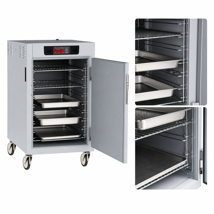 Product image #4 for Metro C5 8 Series 1/2 Height Mobile Controlled Temperature Heated Holding Cabinet with Solid Doors and Universal Wire Slides