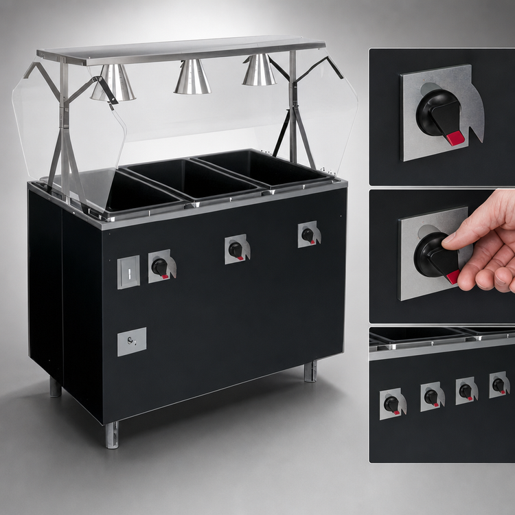 Product image #4 for Vollrath 2-Series Affordable Portable Deluxe 4-Well Hot Food Station with Breath Guard and Enclosed Storage Base