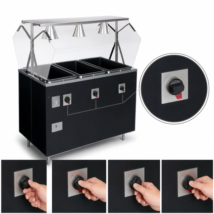 Product image #4 for Vollrath 2-Series Affordable Portable™ Deluxe 4-Well Mobile Hot Food Station with Buffet Breath Guard