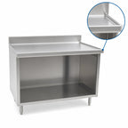 Thumbnail image #4 for Eagle Group Spec-Master OB2472SEM-BS Stainless Steel Underbar Work Table, 14-Gauge 304 Top, Open Front, 72 x 24 in, 4-1/2 in Backsplash