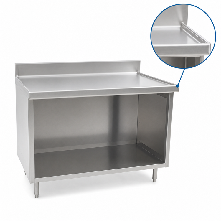 Product image #4 for Eagle Spec-Master Marine Series Stainless Steel Underbar Work Table with Open Front Cabinet Base, 72 x 24 Inch, 4-1/2 Inch Backsplash