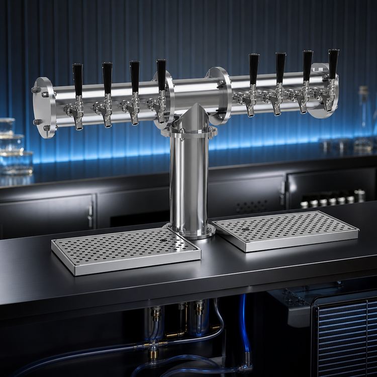 Product image #4 for Glastender Pipe Tee 8-Faucet Glycol-Cooled Countertop Draft Dispensing Tower