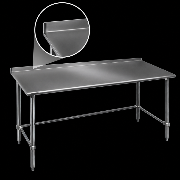 Product image #4 for Eagle Group Budget Series 84-Inch x 24-Inch 430 Stainless Steel Work Table with Rear Up-Turn and Galvanized Base