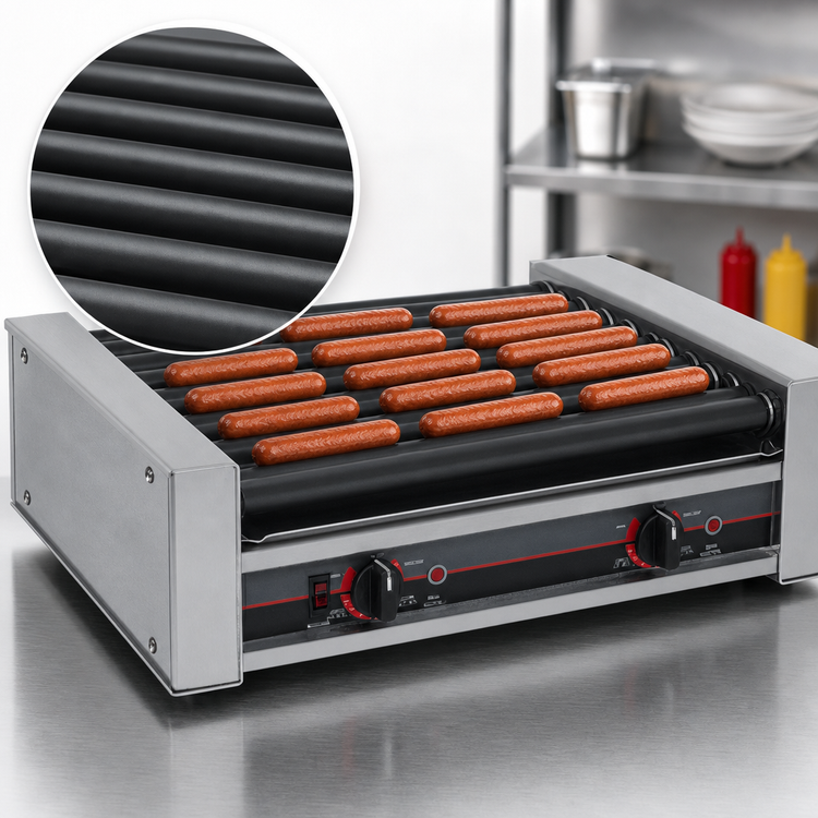 Product image #4 for Roll-A-Grill 27-Hot-Dog Capacity Roller Grill with 10 GripsIt Coated Rollers