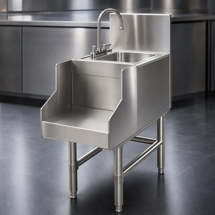 Product image #4 for Eagle Spec-Bar 18-Inch x 24-Inch Freestanding Stainless Steel Blender Station with Sink and T&S Faucet