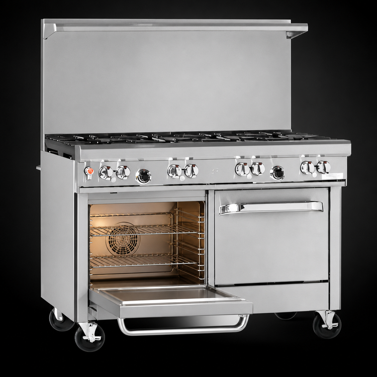 Product image #4 for Southbend Ultimate 48-Inch Commercial Gas Range with 8 Burners, Convection Oven, and Cabinet Base